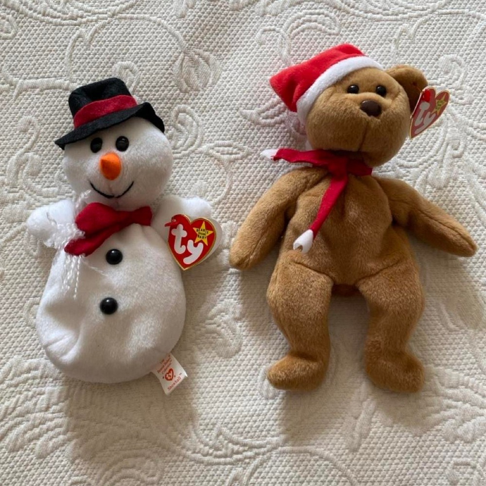 Ty Beanie Babies Snowman and Bear Christmas Plush Toys s10